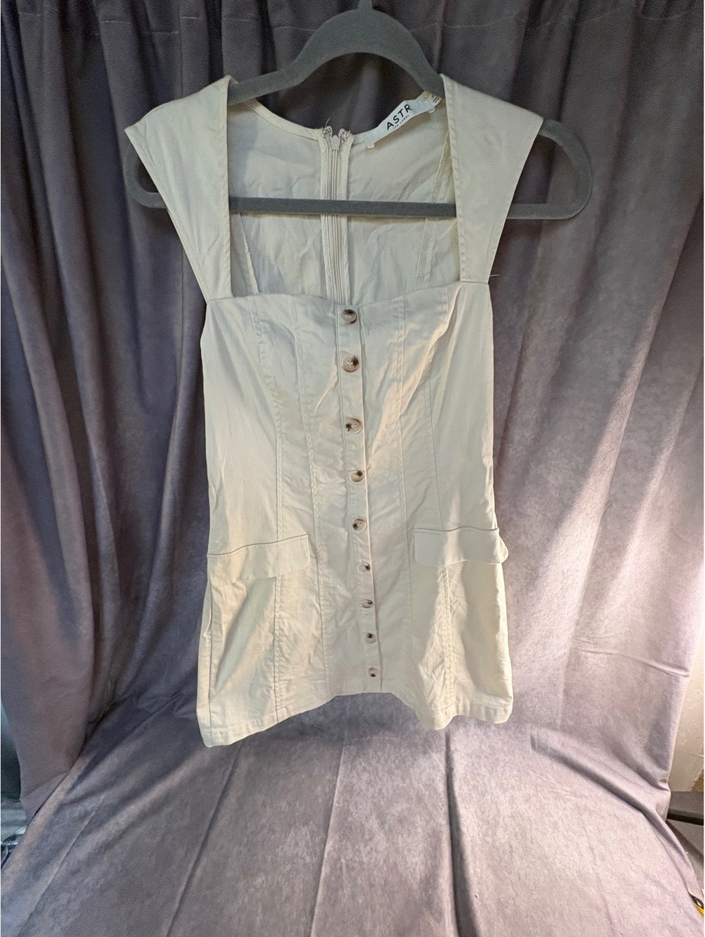 ASTR The Label Off White Button Front Mini Dress Size M